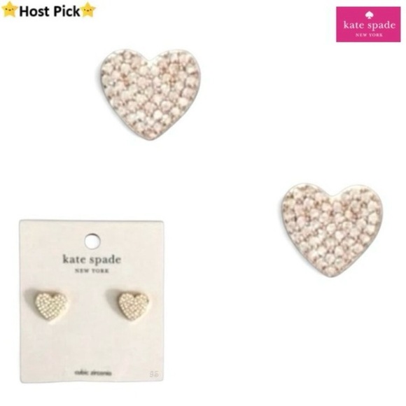 kate spade Jewelry - KATE SPADE 'Yours Truly' Heart Shaped - Rose Gold Tone Pave Stud Earrings - NWT